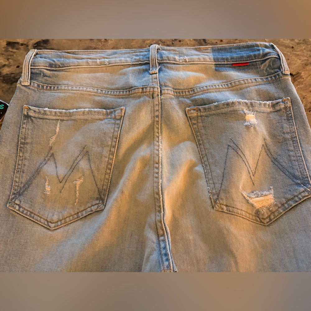 MOTHER + Carolyn Murphy The Patchwork Tomcat Ankle Undone Hem Jeans, size 30 - Picture 10 of 16